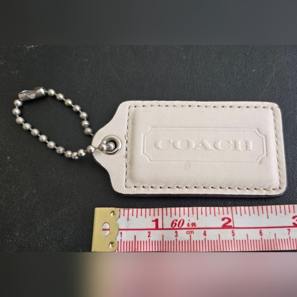 Coach Leather Purse Charm Hang Tag Keychain Cream Tan - Picture 1 of 4